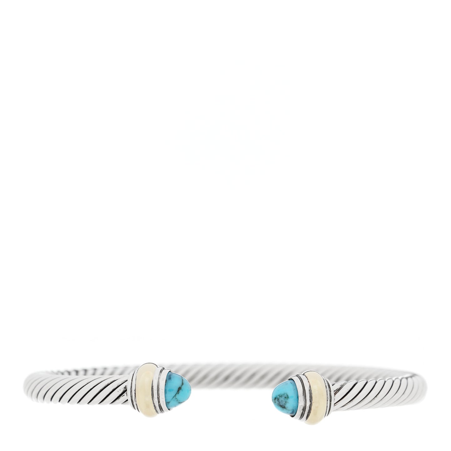 Sterling Silver 14K Yellow Gold Turquoise 5mm Cable Classics Bracelet