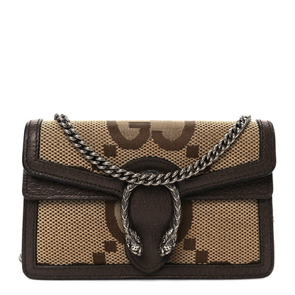 Gucci Monogram Jumbo GG Textured Dollar Calfskin Super Mini Dionysus Shoulder Bag Camel Ebony New Acero 1 of 10
