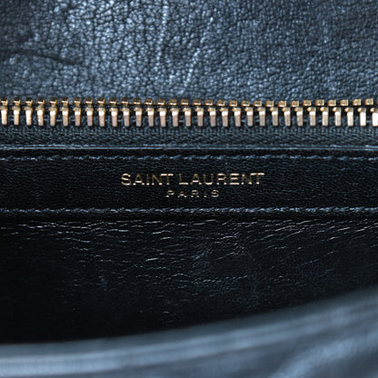 Saint Laurent Sheepskin Matelasse Chevron Monogram Medium College Bag Black 9 of 9