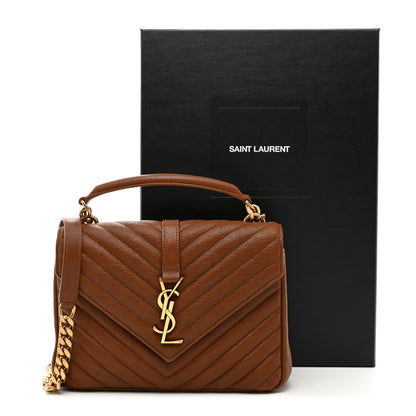 Saint Laurent Sheepskin Matelasse Chevron Monogram Medium College Bag Brick 12 of 12