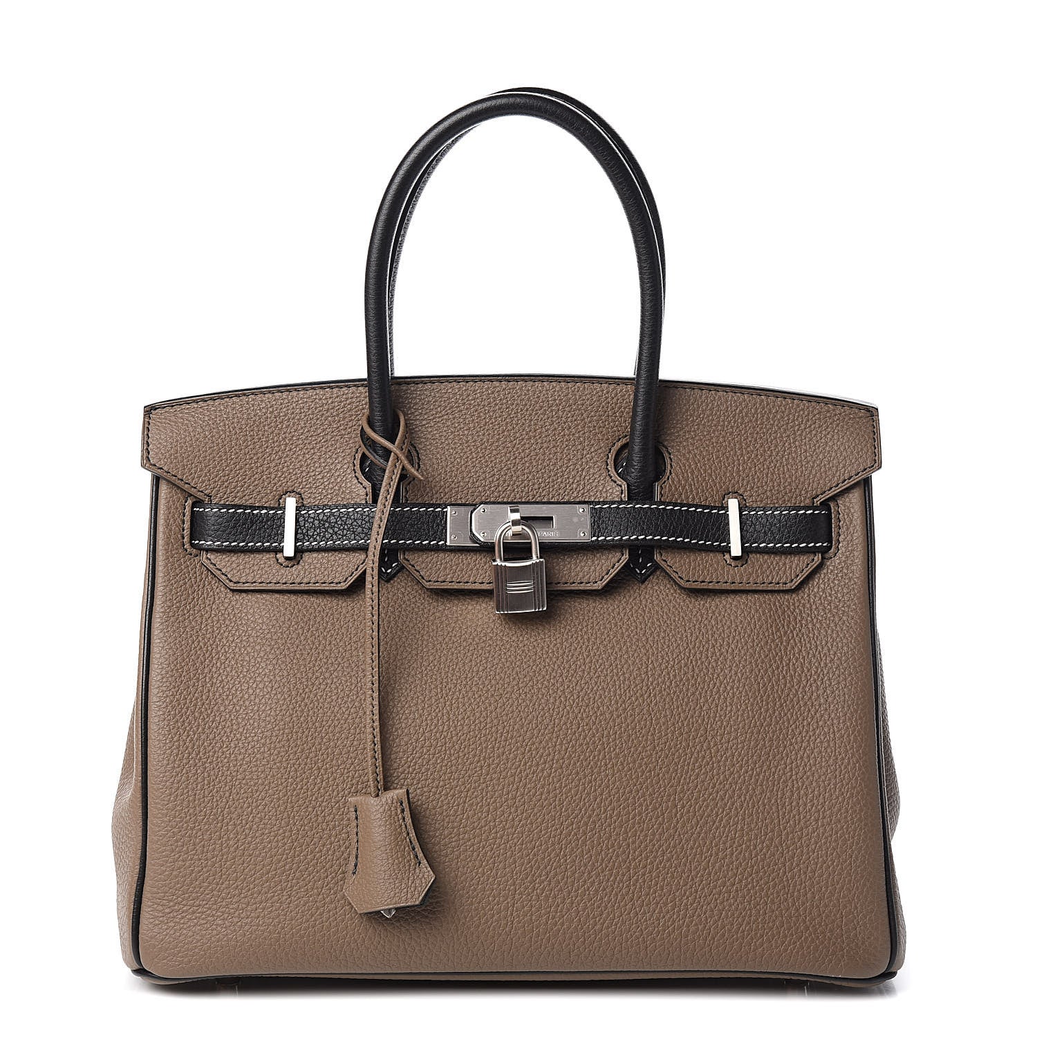 Hermes Togo Horseshoe Birkin 30 Black Etoupe 1 of 29