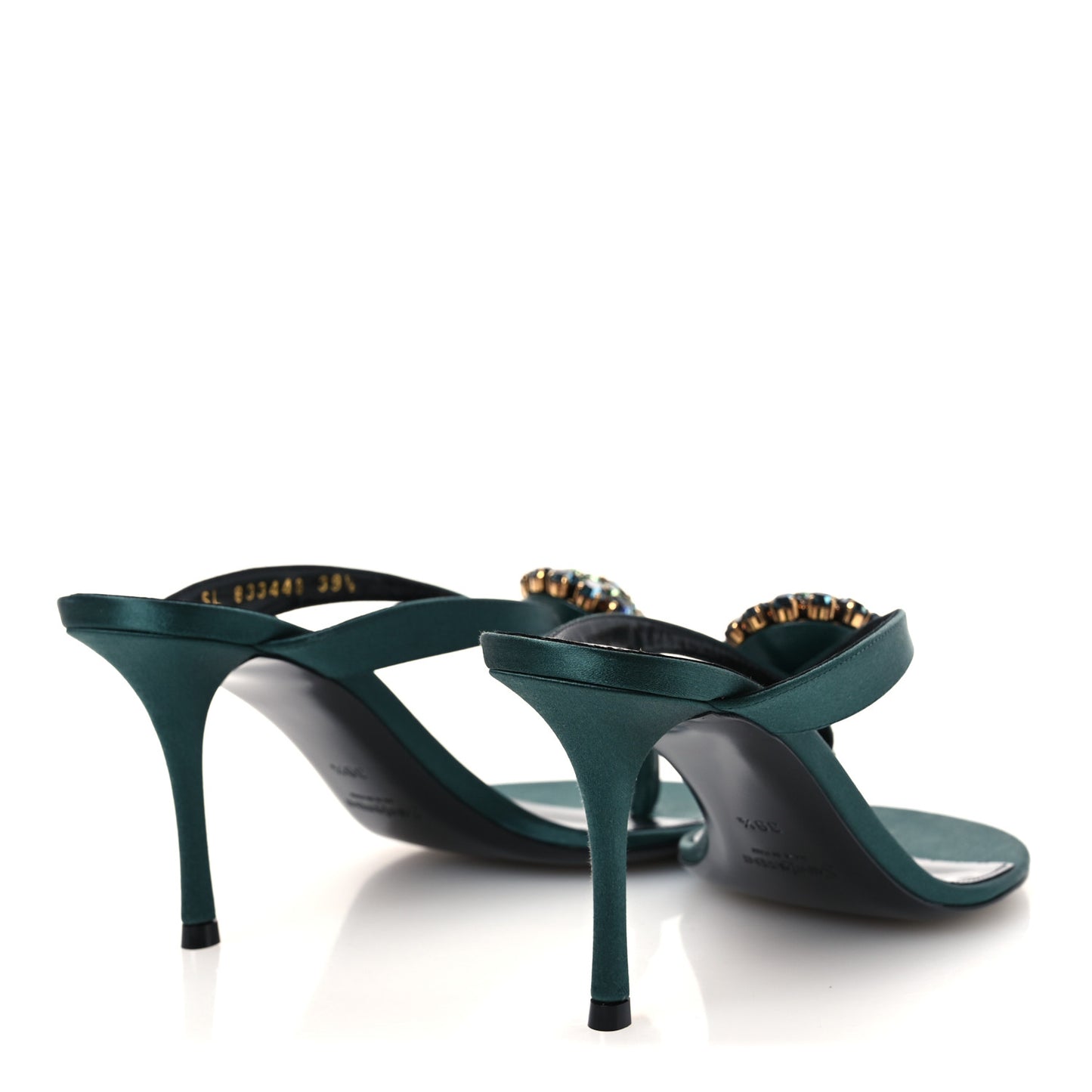 Satin Crystal Bridget Sandals 39.5 Glass Bottle Green