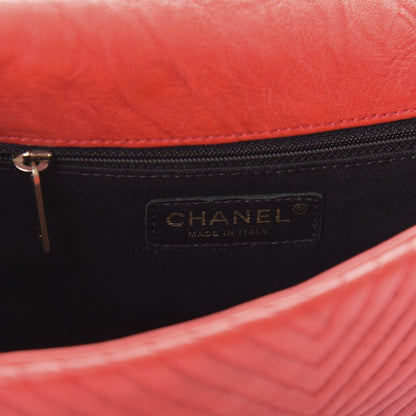 Chanel Calfskin Surpique Chevron Medium Flap Red 8 of 10