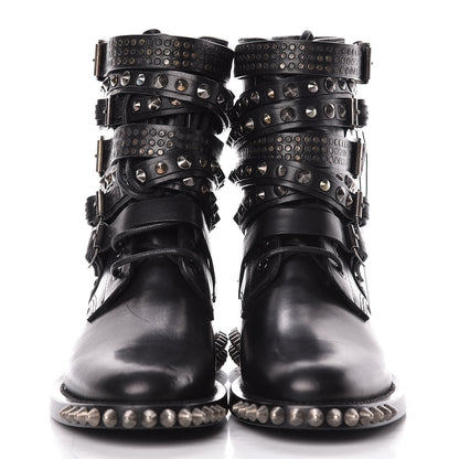 Saint Laurent Smooth Calfskin Studded Womens Punk Ranger Boots 37 Black 2 of 15