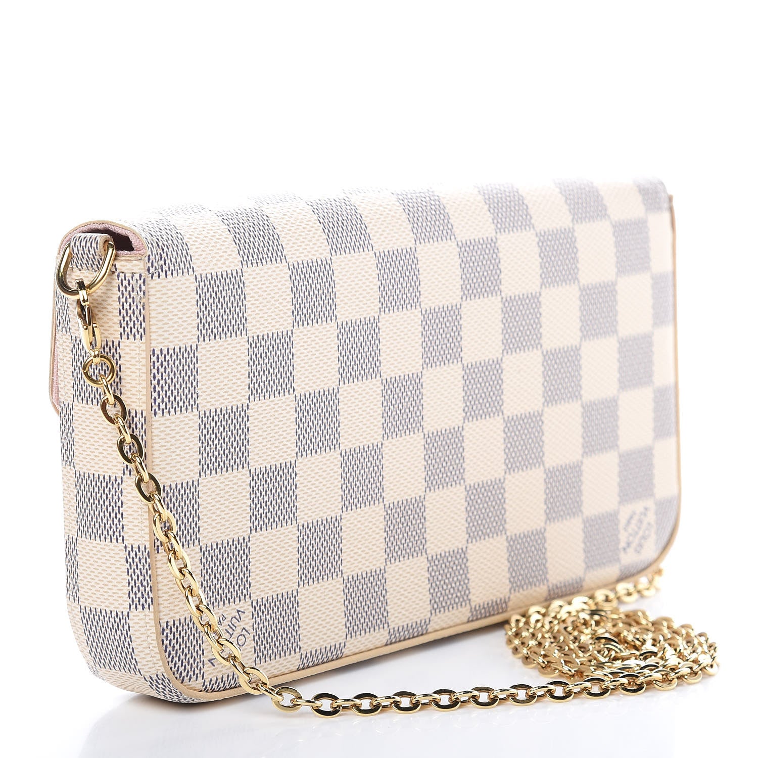 Louis Vuitton Damier Azur Pochette Felicie Chain Wallet Rose Ballerine 4 of 13
