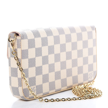 Louis Vuitton Damier Azur Pochette Felicie Chain Wallet Rose Ballerine 4 of 13