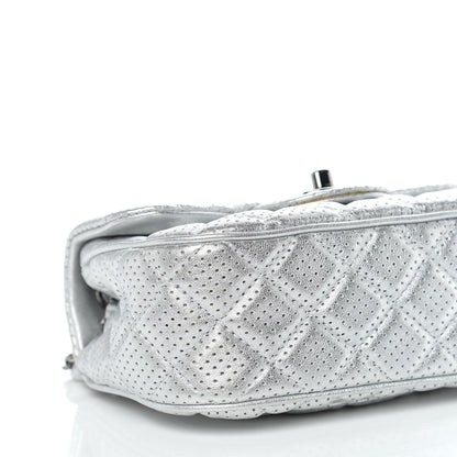 Chanel Metallic Lambskin Perforated Mini Rectangular Flap Silver 8 of 13