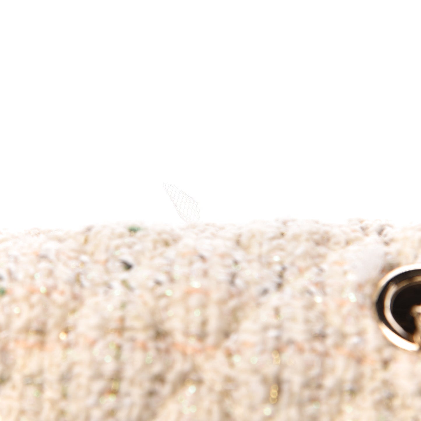 Tweed Quilted Mini Rectangular Flap Off White