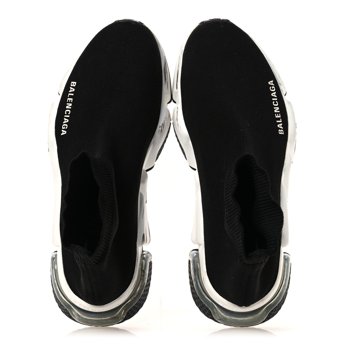 Neoprene Knit Womens Speed Clear Sole Sneakers 37 Black White