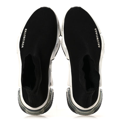 Balenciaga Neoprene Knit Womens Speed Clear Sole Sneakers 37 Black White 2 of 13