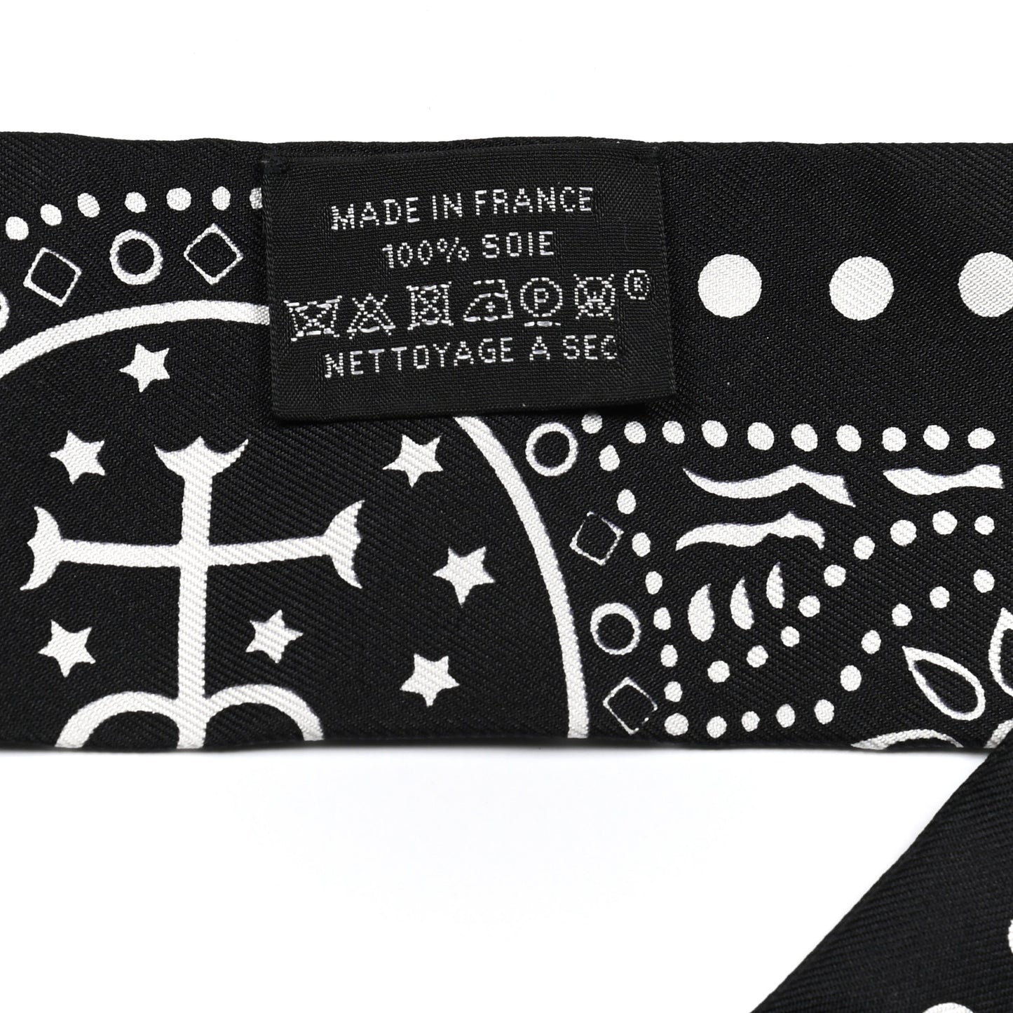 Silk Peuple Du Vent Bandana Twilly Black White