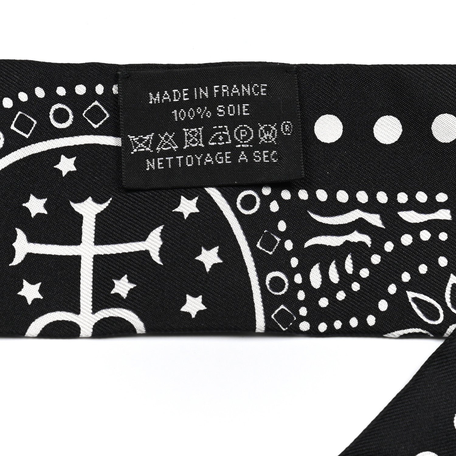 Hermes Silk Peuple Du Vent Bandana Twilly Black White 4 of 4