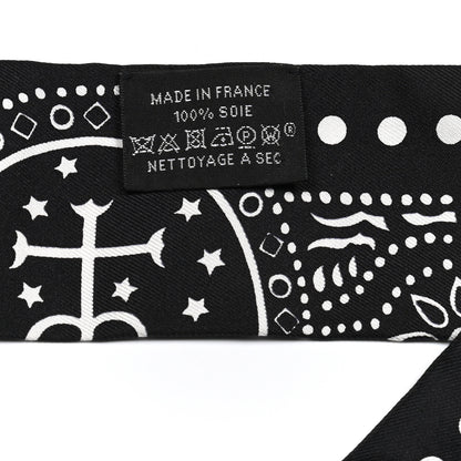 Hermes Silk Peuple Du Vent Bandana Twilly Black White 4 of 4