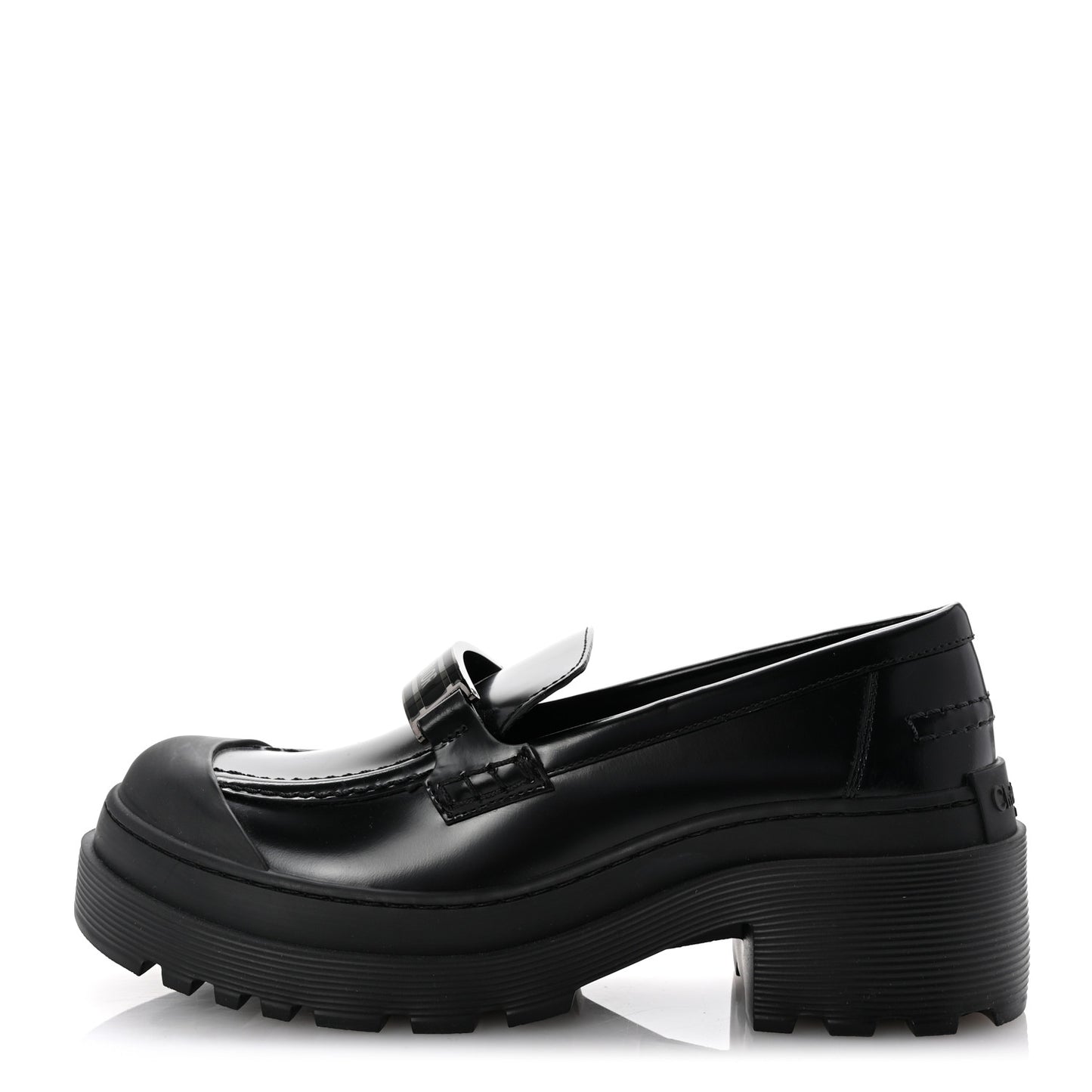 Brushed Calfskin Dior Code Lug Sole Platform 35mm Loafers 37.5 Black
