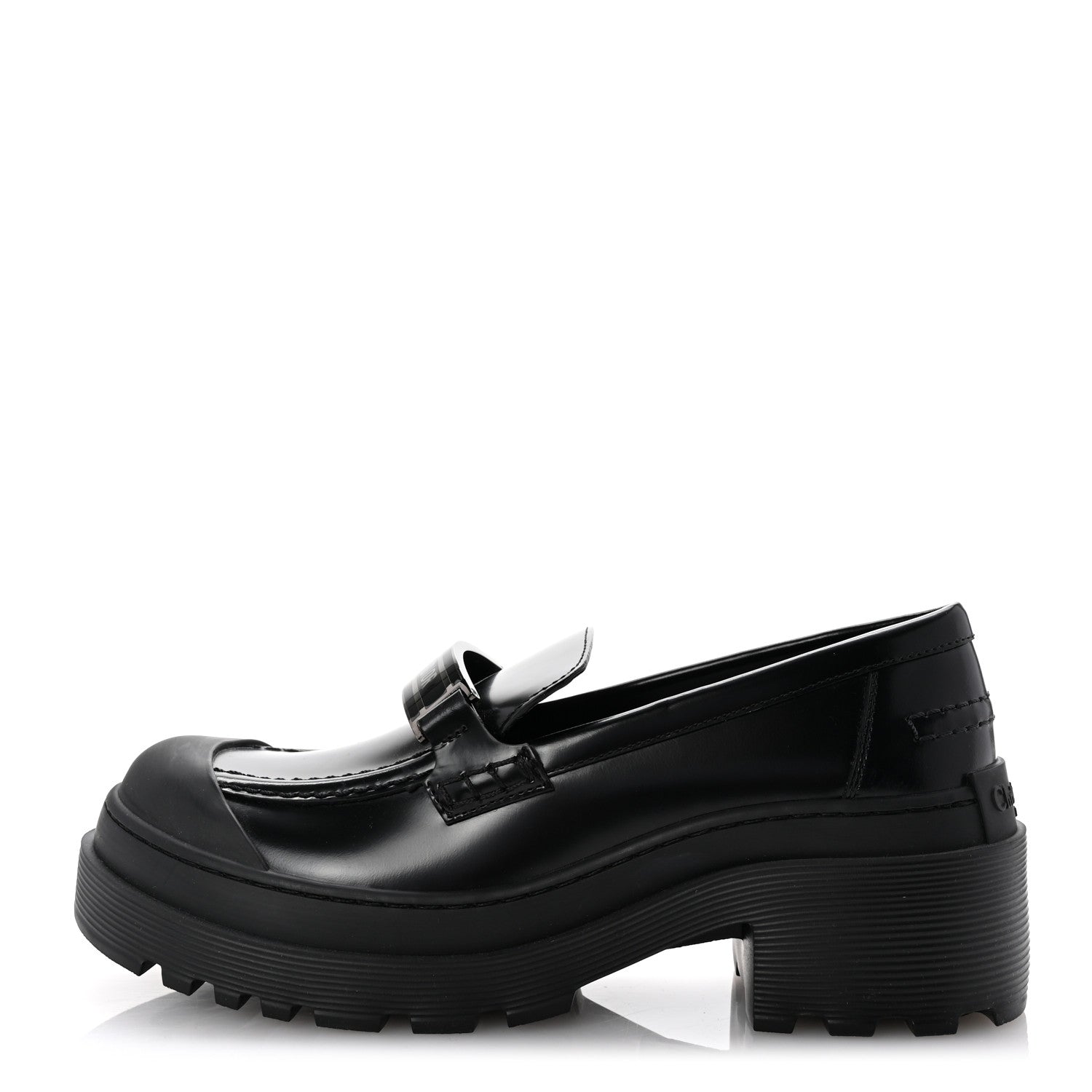 Christian Dior Brushed Calfskin Dior Code Lug Sole Platform 35mm Loafers 37.5 Black 1 of 10