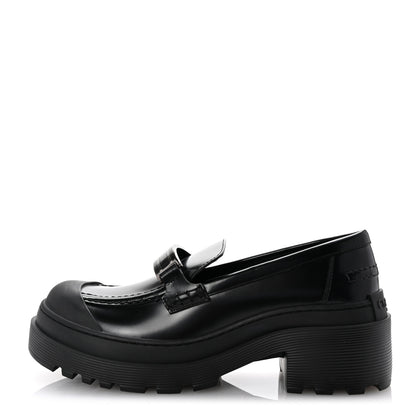 Christian Dior Brushed Calfskin Dior Code Lug Sole Platform 35mm Loafers 37.5 Black 1 of 10