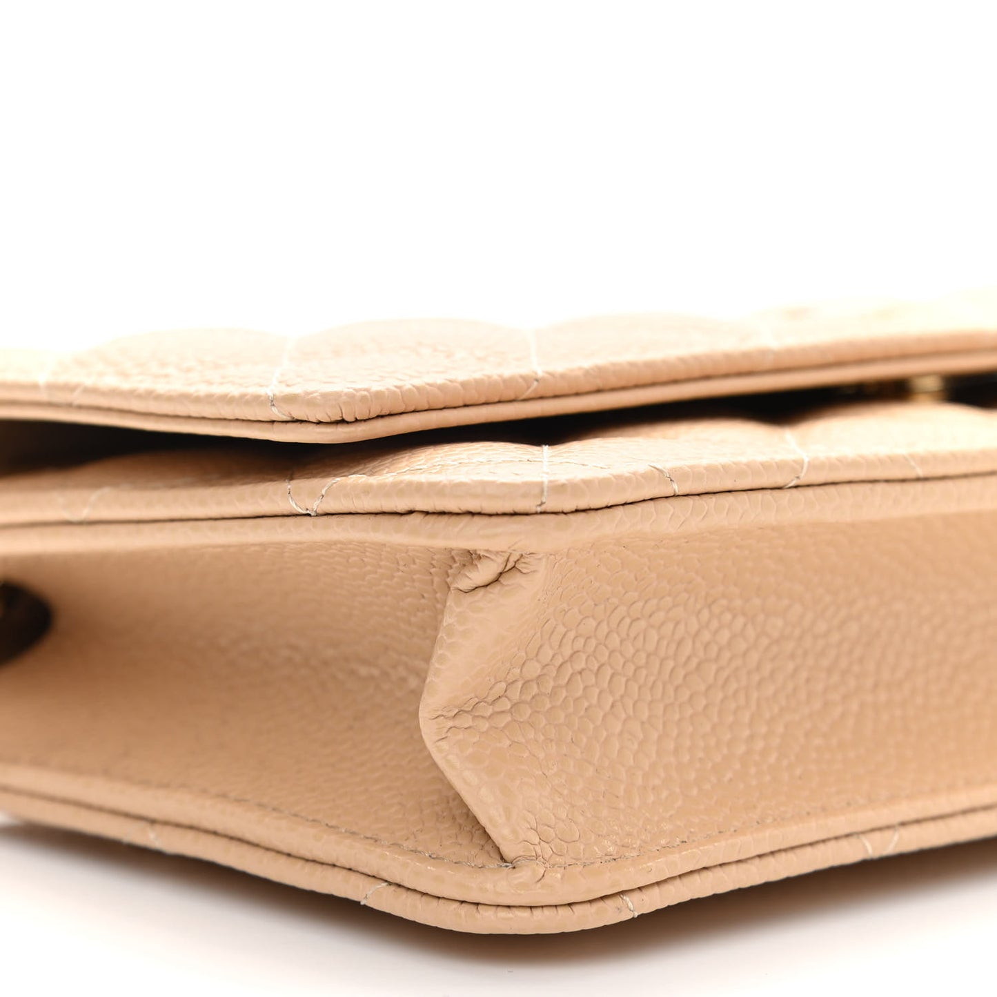 Caviar Quilted Wallet On Chain WOC Beige