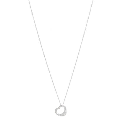 Tiffany Platinum Diamond 16mm Elsa Peretti Open Heart Pave Pendant Necklace 1 of 9
