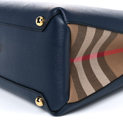 Burberry Derby Calfskin House Check Medium Banner Tote Ink Blue 10 of 10