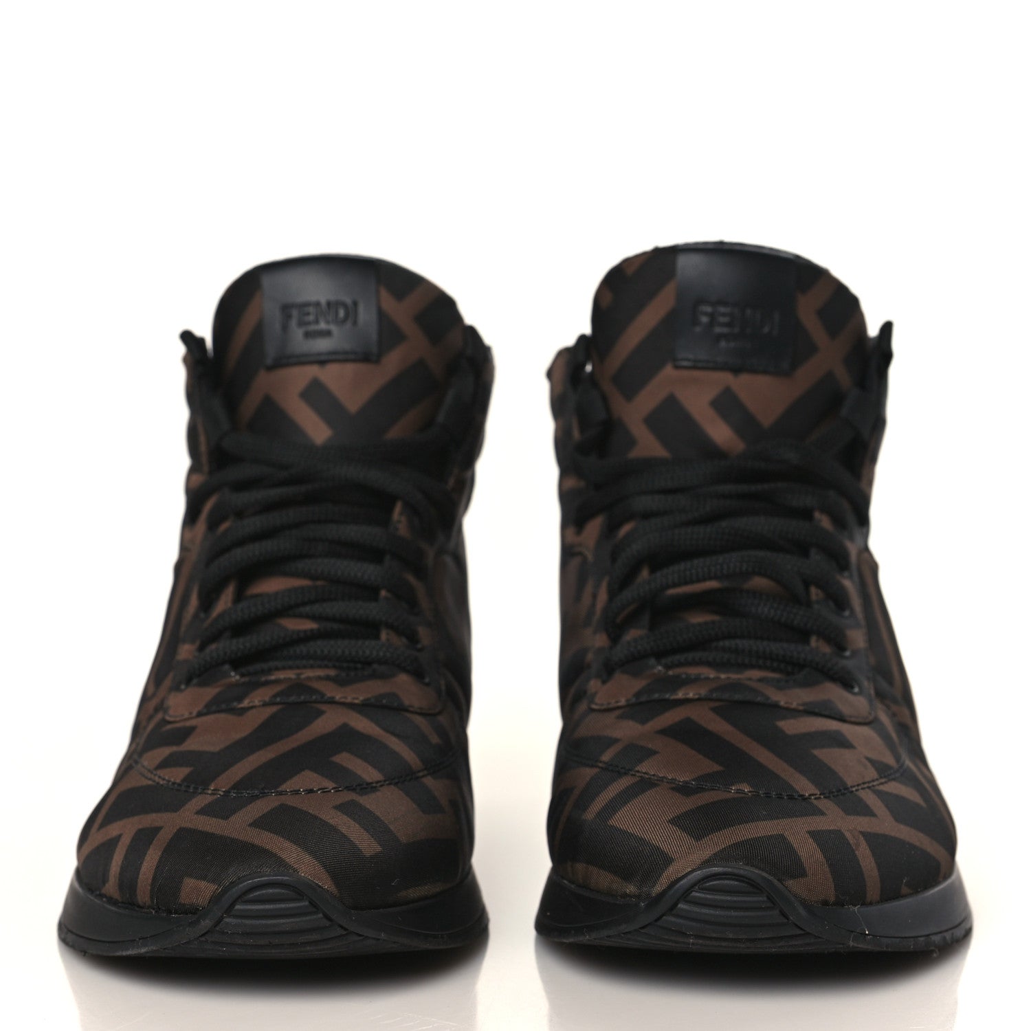 Fendi Nylon FF Reloaded High Top Sneakers 39.5 Tobacco Black 2 of 8
