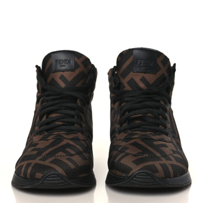 Fendi Nylon FF Reloaded High Top Sneakers 39.5 Tobacco Black 2 of 8