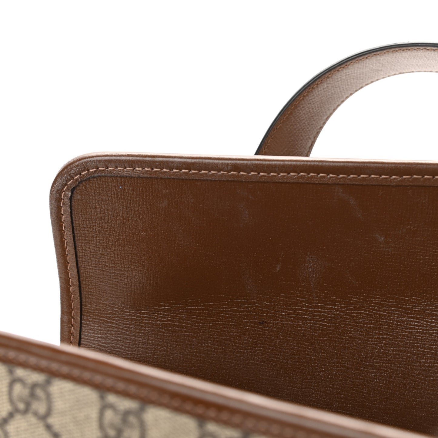 GG Supreme Monogram Small Horsebit 1955 Foldover Top Handle Bag Beige Brown Sugar