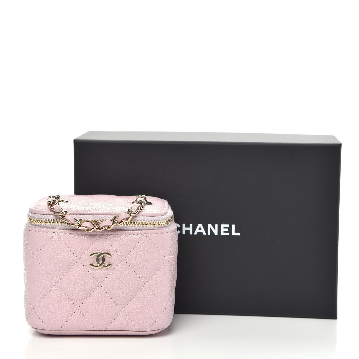Chanel Caviar Quilted Mini Vanity Case With Chain Light Pink 10 of 10