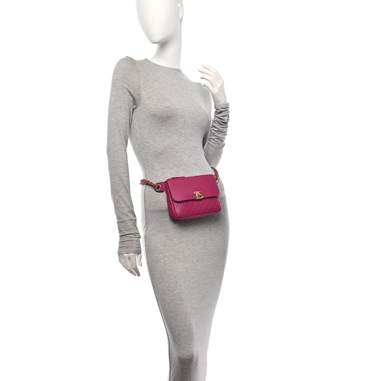 Chanel Calfskin Quilted Waist Bag With Coin Purse Fuchsia 2 of 11