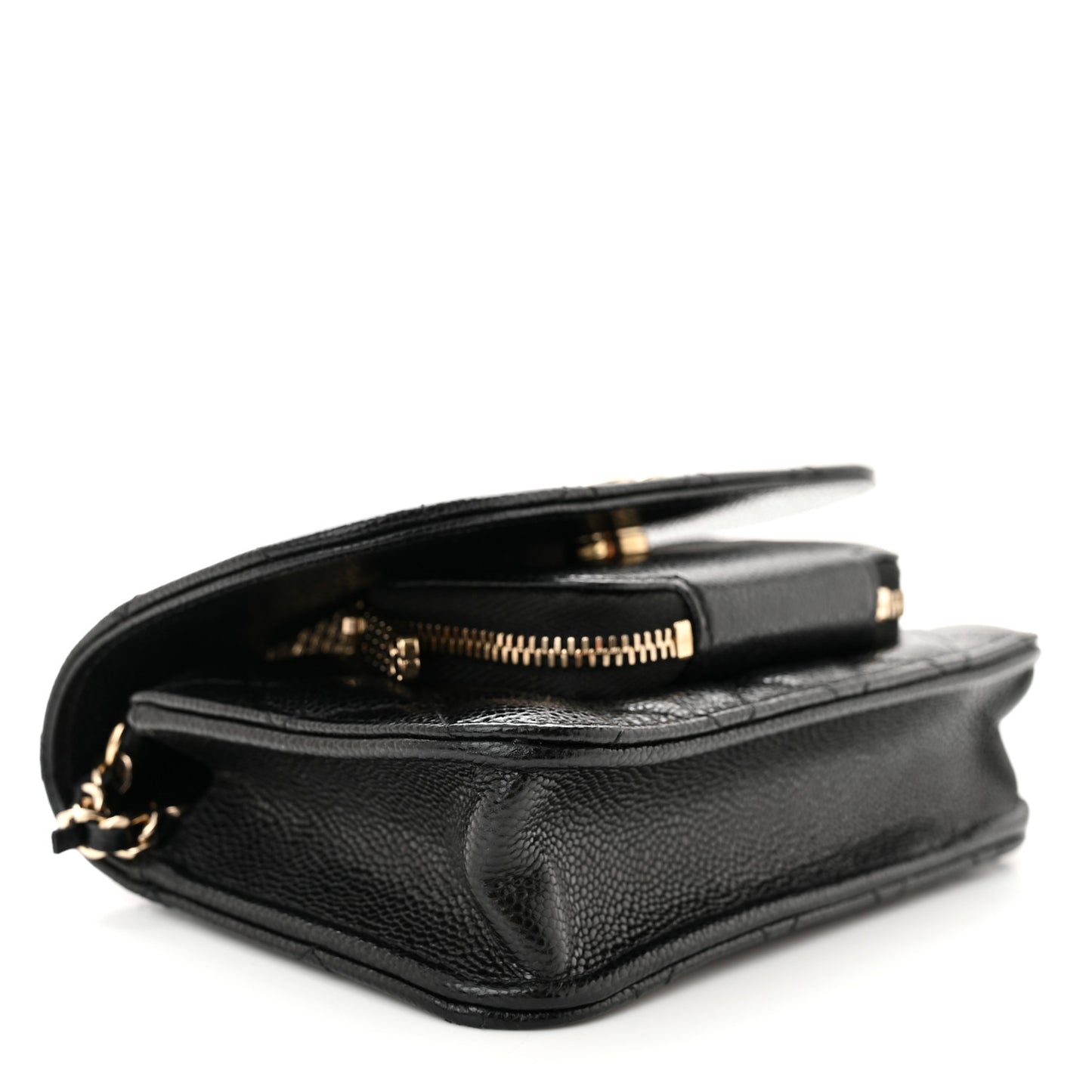 Caviar Quilted Business Affinity Clutch With Chain Black