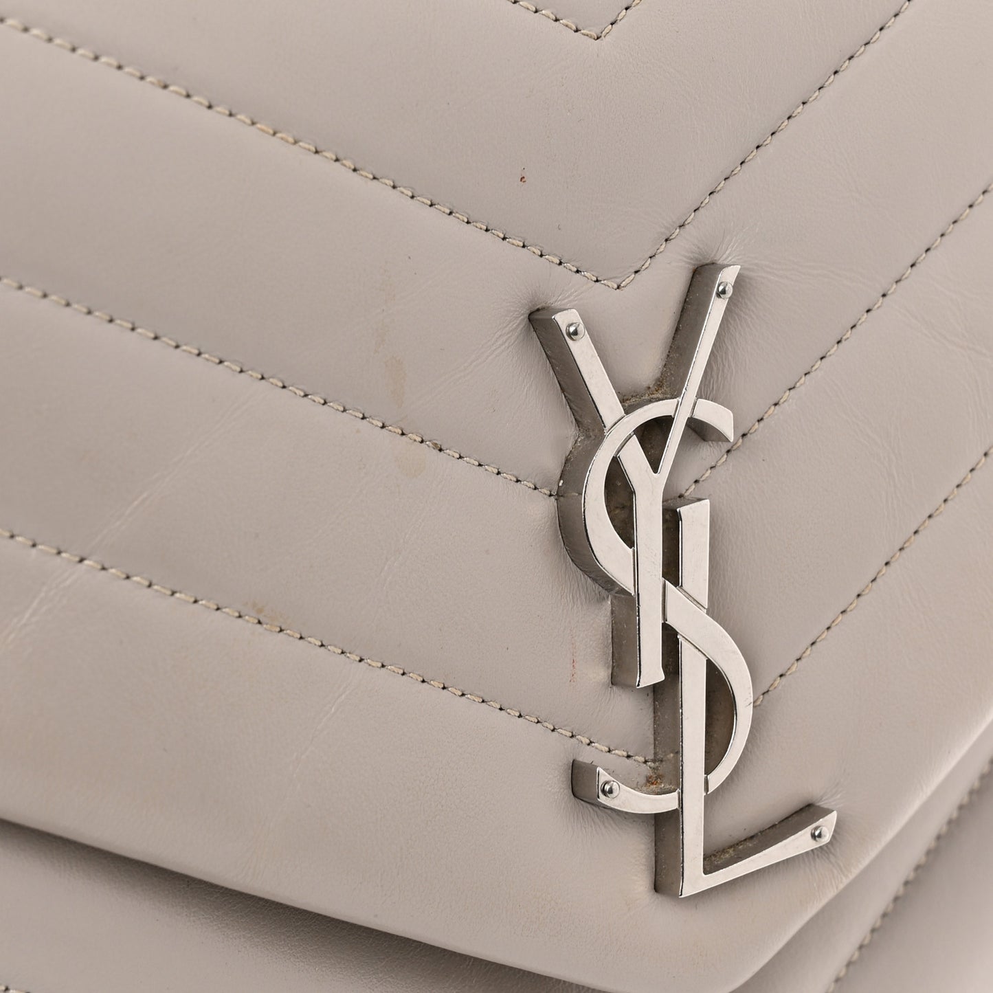 Calfskin Y Quilted Monogram Medium Loulou Chain Satchel Granite