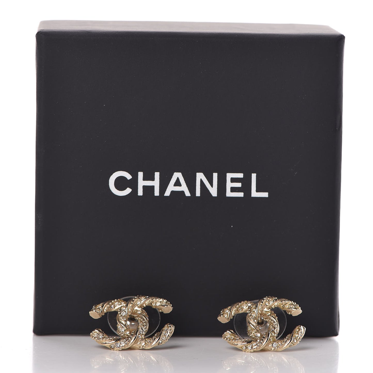 Crystal Twisted CC Earrings Gold
