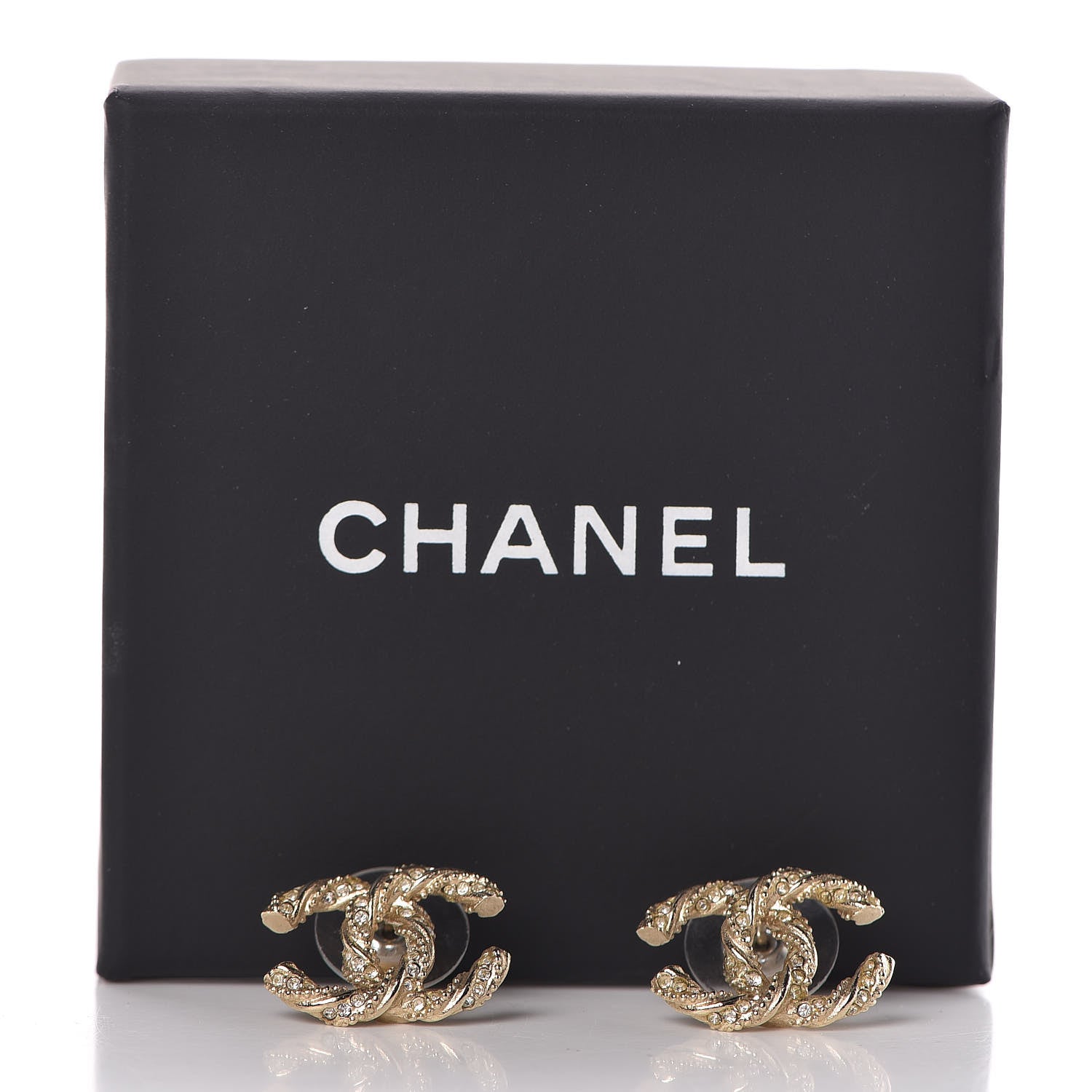 Chanel Crystal Twisted CC Earrings Gold 5 of 5