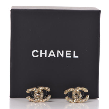 Chanel Crystal Twisted CC Earrings Gold 5 of 5