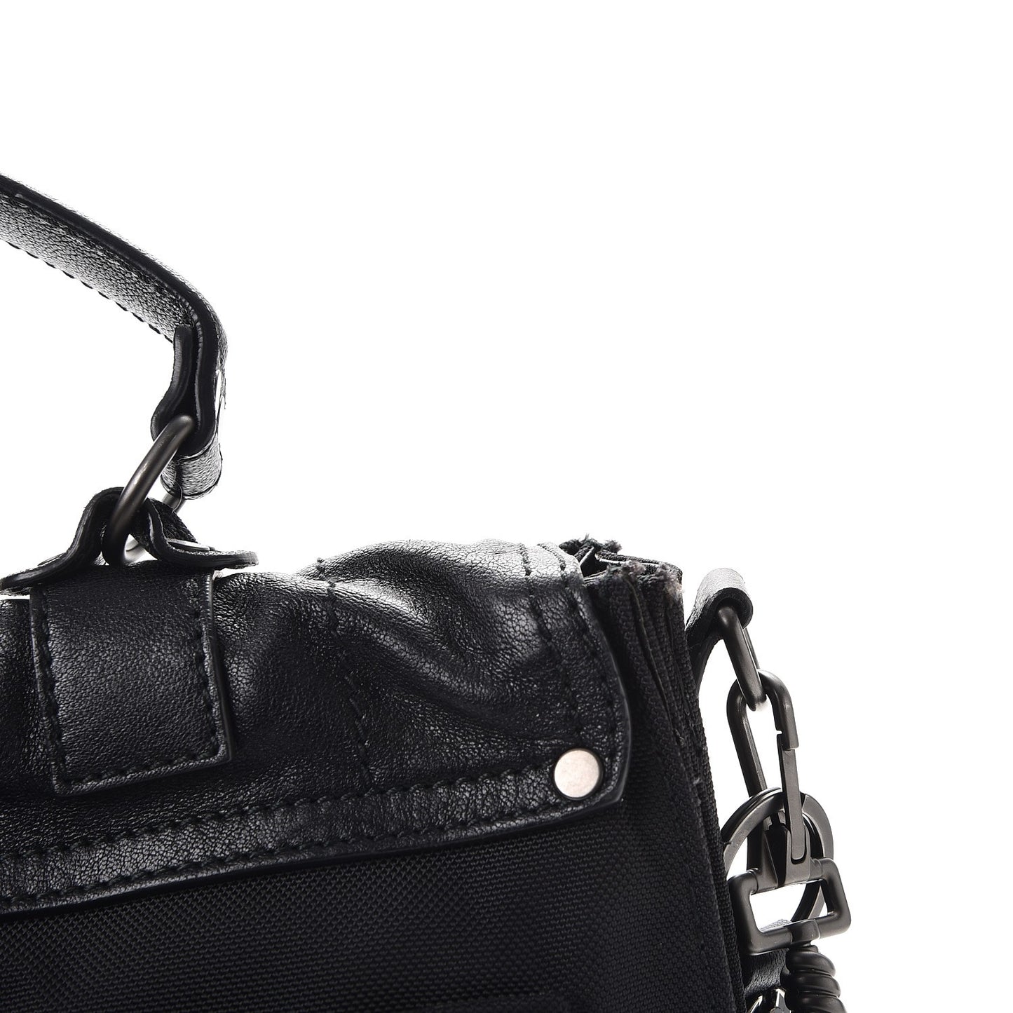 Lambskin Nylon Extra Large PS1 Satchel Black