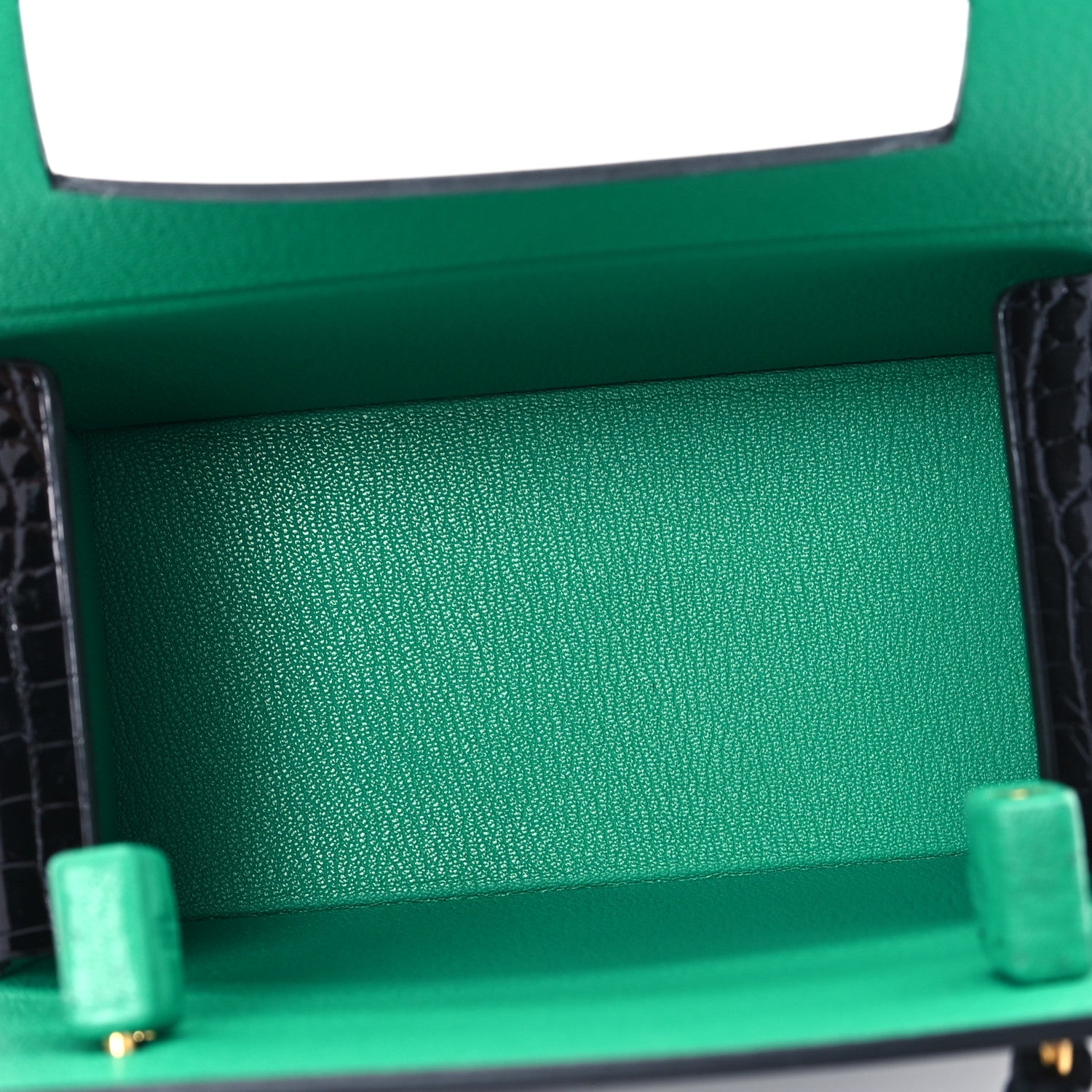 Hermes Vache Hunter Shiny Crocodile Petit H Box Bag Caban Black Menthe 5 of 10