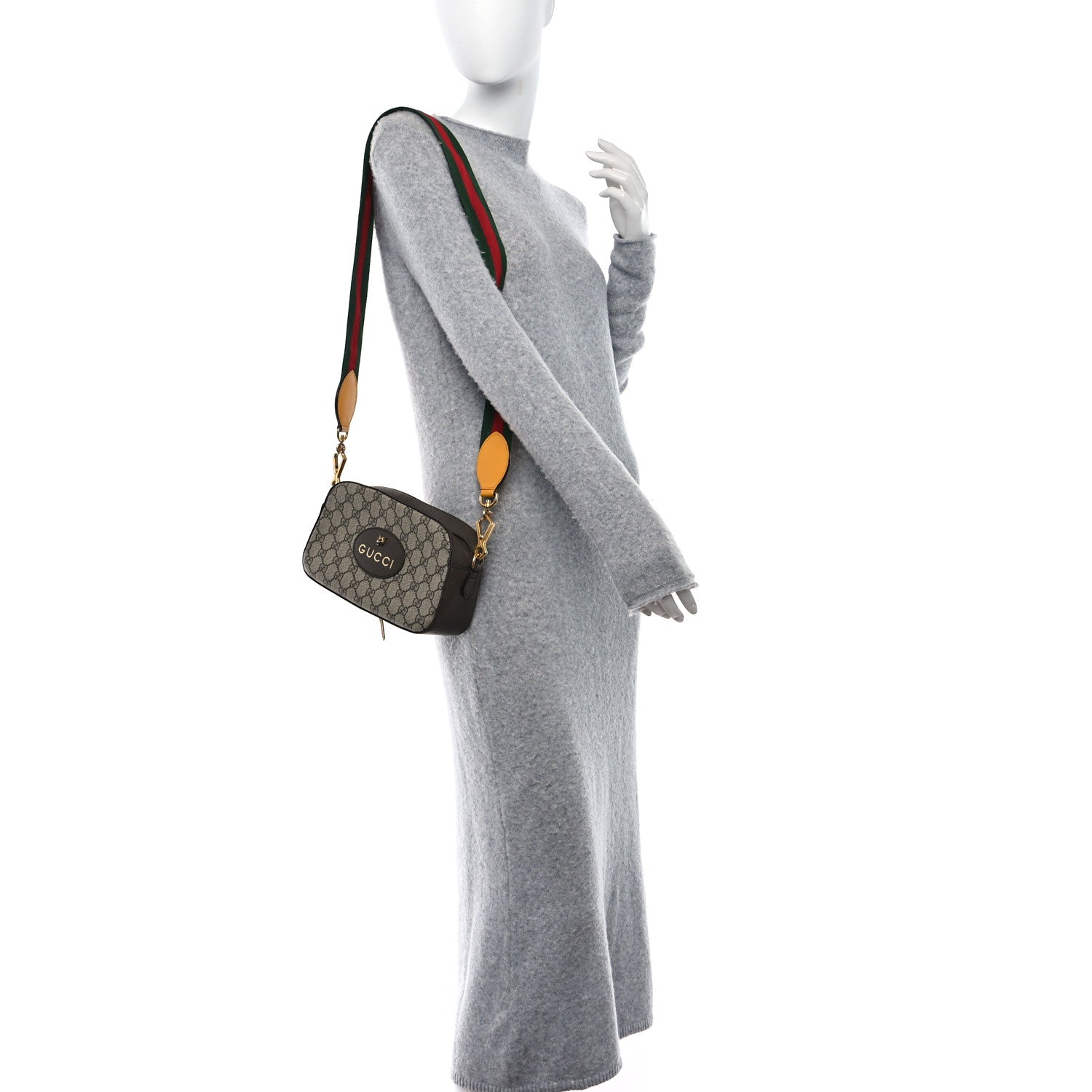 Gucci GG Supreme Monogram Web Neo Vintage Shoulder Bag Beige New Acero Crop 2 of 9