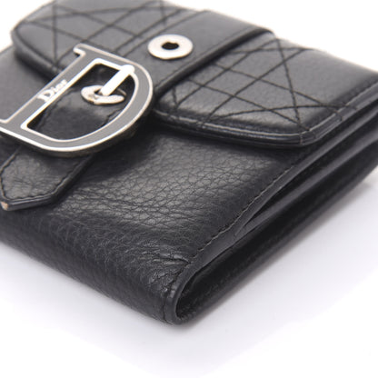 Christian Dior Grained Calfskin Cannage D Flap Wallet Black 9 of 10