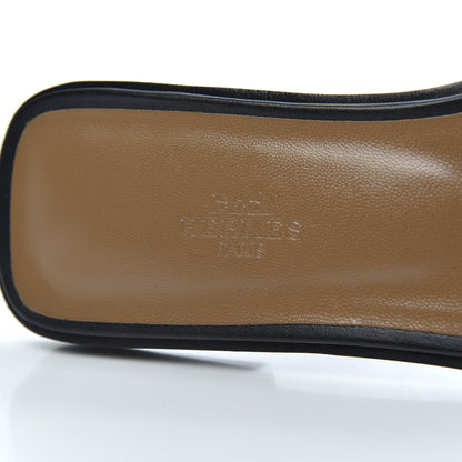 Hermes Box Calfskin Oran Sandals 39 Black 6 of 11