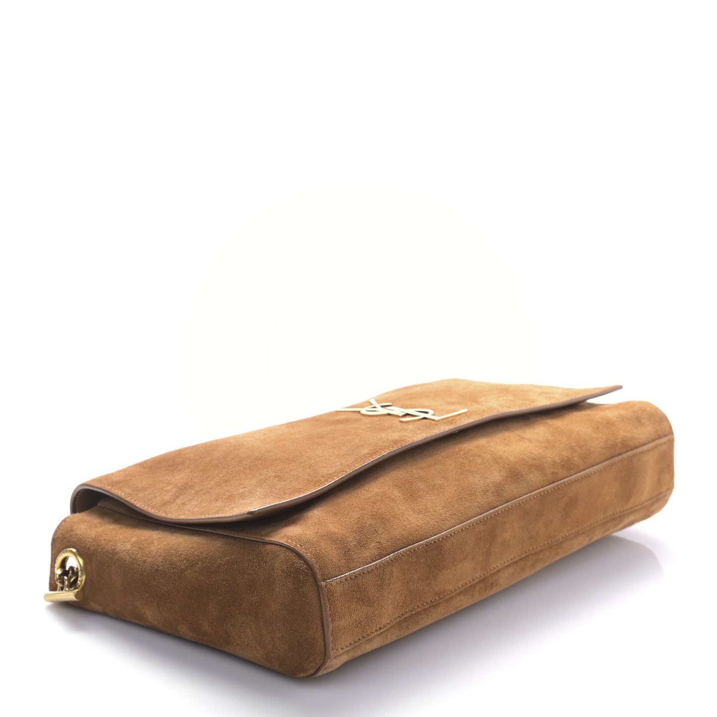 Smooth Calfskin Suede Medium Reversible Monogram Kate Satchel Light Ochre