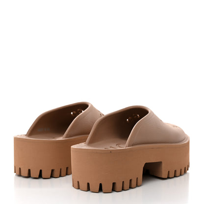 Gucci Rubber GG Monogram Perforated Elea Platform 55mm Lug Sole Sandals 38 Vintage Camel 4 of 9