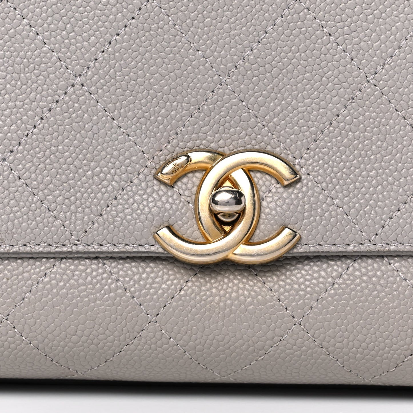 Grained Calfskin Stitched Flap Grey
