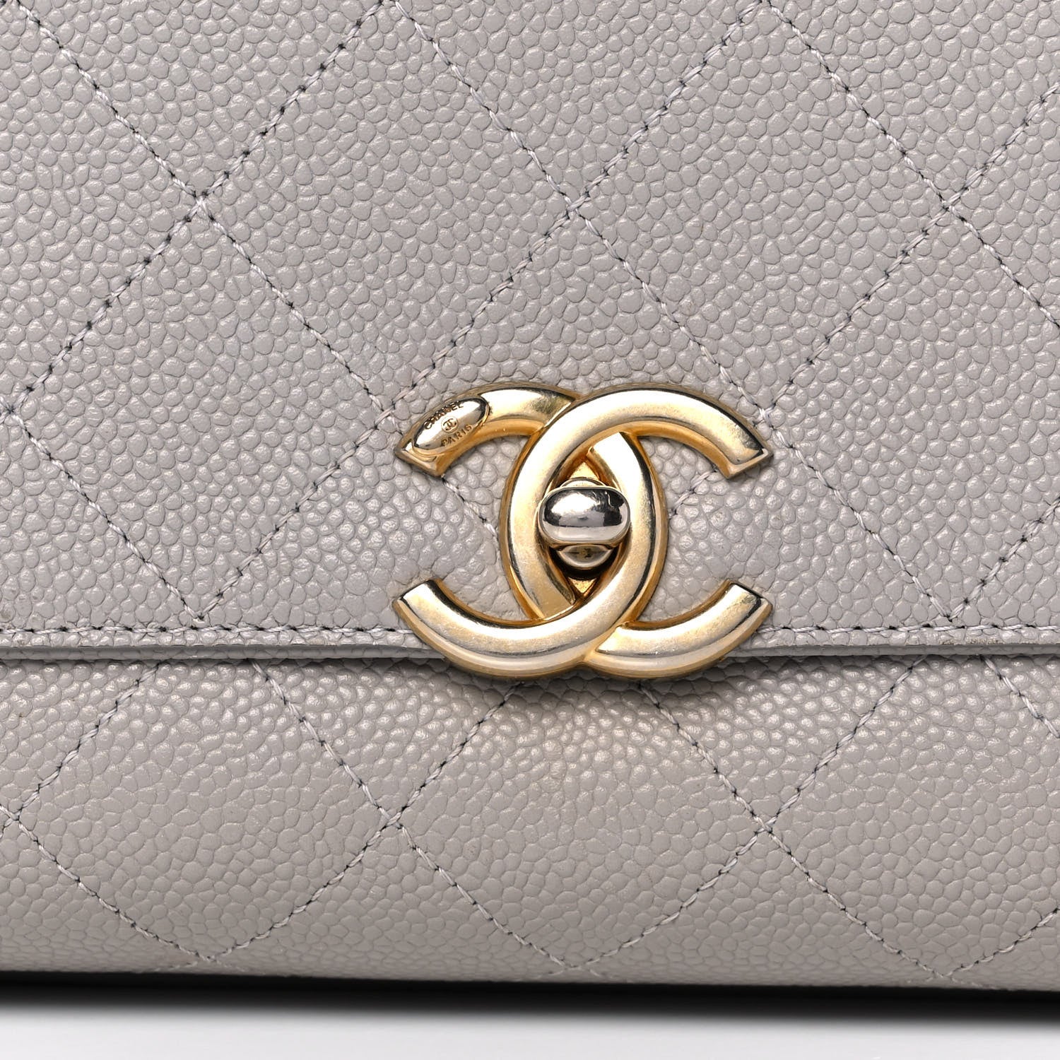 Chanel Grained Calfskin Stitched Flap Grey 10 of 12