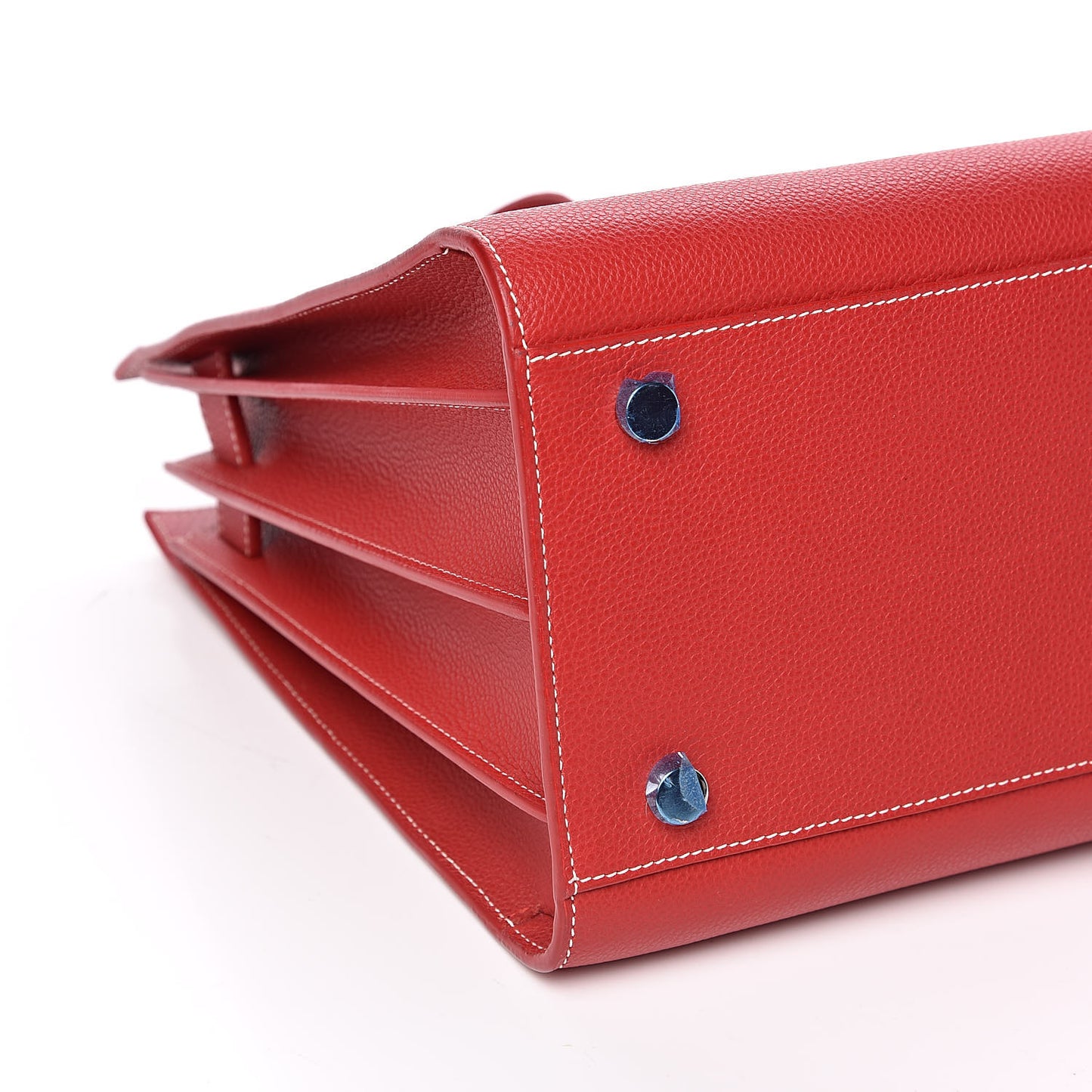 Grained Calfskin Topstich Small Sac De Jour Red