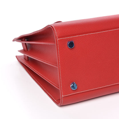 Saint Laurent Grained Calfskin Topstich Small Sac De Jour Red 8 of 11