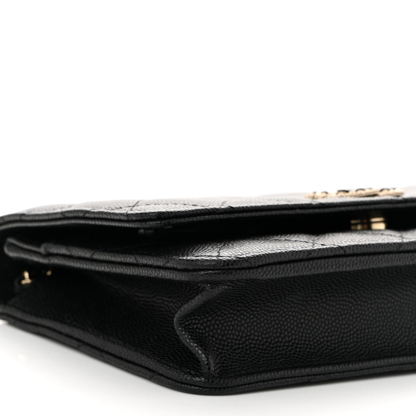 Caviar Quilted Crystal CC Wallet On Chain WOC Black