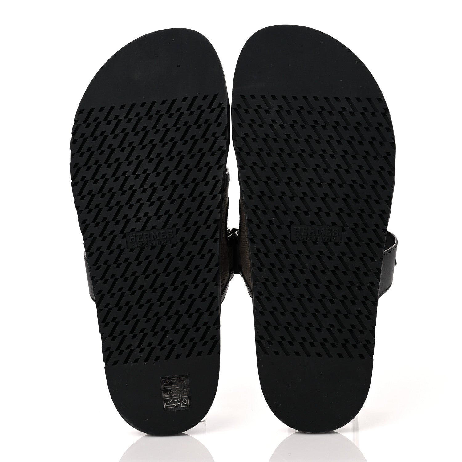 Hermes Canvas Calfskin Mens Chypre Sandals 44 Kaki Black 5 of 8