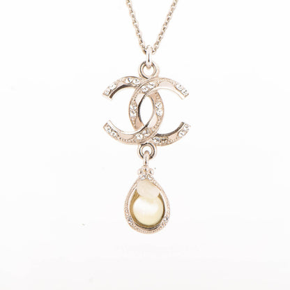 Chanel Crystal CC Drop Necklace Silver 3 of 5