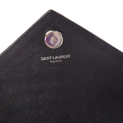 Saint Laurent Sheepskin Matelasse Chevron Monogram College Chain Wallet Black 6 of 14