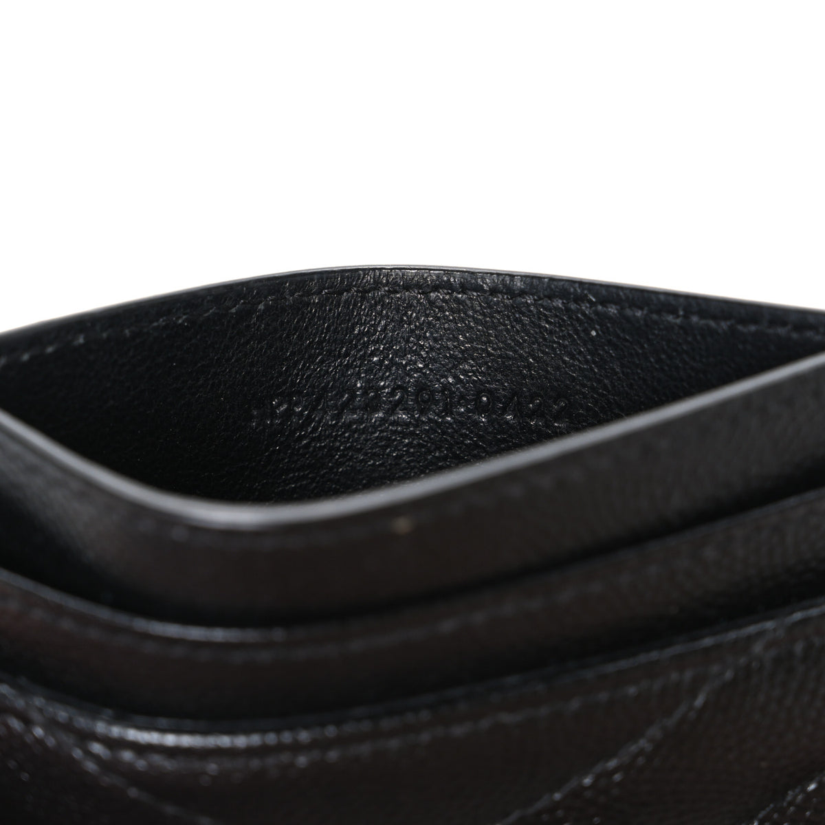 Saint Laurent Grain De Poudre Matelasse Chevron Monogram Credit Card Case Black 7 of 7