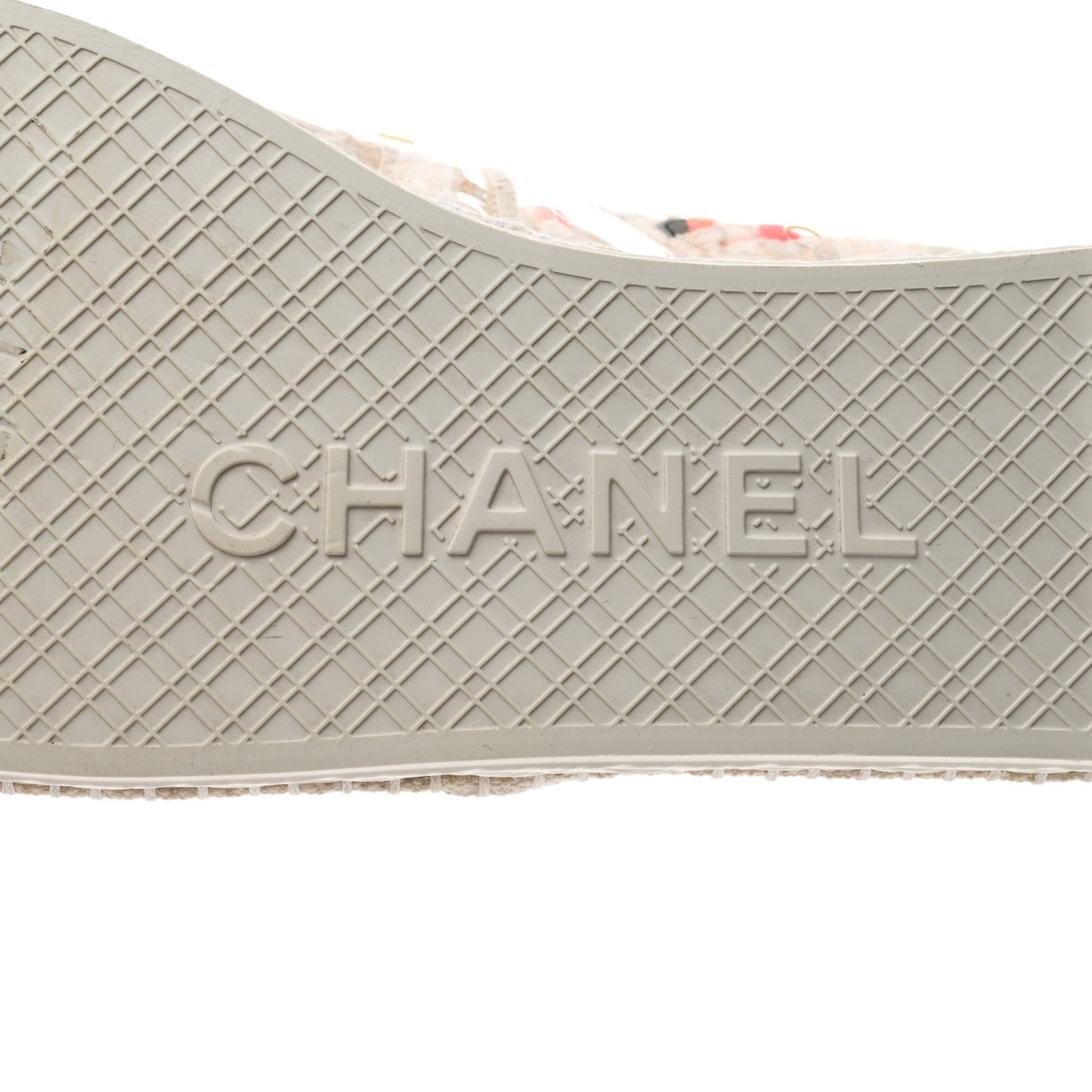 PVC Tweed CC Espadrilles 39 Coral White Transparent